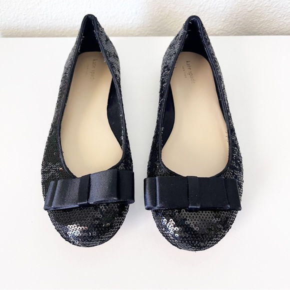 Kate Spade Black Sequin Rounded Toe Ballet Flats Size 7 - Picture 2 of 11